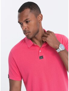 Ombre Clothing Pánske polo tričko s golierom - tmavoružové V4 S1745