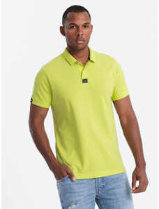 Ombre Clothing Pánske polo tričko s golierom - limetkovo zelené V8 S1745