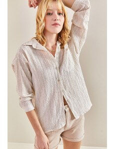 Bianco Lucci Women's Single Pocket Linen Shirt