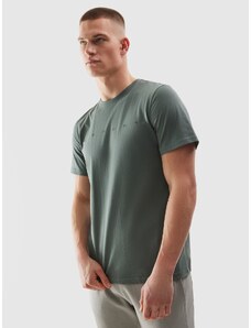 4F Pánske regular tričko s potlačou z organickej bavlny - kaki