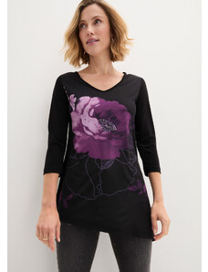 bonprix Dlhé tričko s kvetovaným vzorom, farba fialová