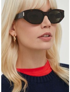 Slnečné okuliare Saint Laurent dámske, hnedá farba, SL 638