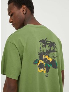 Bavlnené tričko Levi's pánsky, zelená farba, s nášivkou