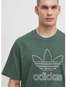 Bavlnené tričko adidas Originals Trefoil Tee pánske, zelená farba, s nášivkou, IR7993