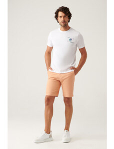 Avva Men's Orange Flexible Waist Relaxed Fit Shorts