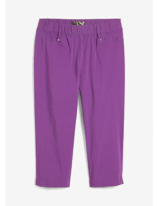 bonprix Strečové capri nohavice s elastickým pásom, farba fialová, rozm. 42
