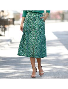 Blancheporte Dlhá sukňa s potlačou a bočným rozparkom na gombíky zelená/lila 036