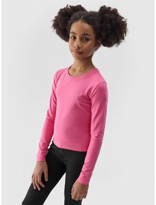 4F Dievčenské crop-top tričko s dlhým rukávom - ružové