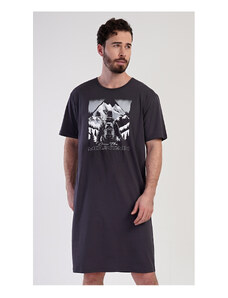 Cool Comics Pánska nočná košeľa s krátkym rukávom Mountain, farba tmavě šedá, 100% bavlna