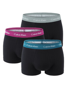 Calvin Klein - boxerky 3PACK cotton stretch black with green & gray waist - limitovaná edícia