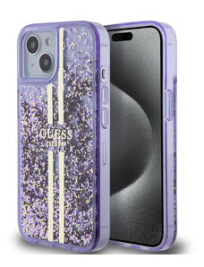 Guess PC/TPU Liquid Glitter Gold Stripe Case for iPhone 15 violett GUHCP15SLFCSEGU