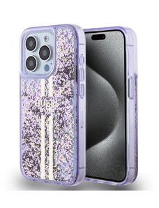 Guess PC/TPU Liquid Glitter Gold Stripe Case for iPhone 15 Pro violett GUHCP15LLFCSEGU