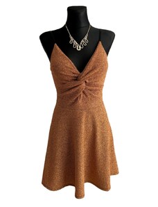HollywoodStyle krátke lesklé spoločenské šaty Flavia: Zlatá Polyester XS-S