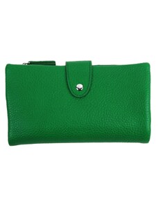 Herisson Prakticky priestranná rozložiteľná zelená dámska peňaženka so striebornými doplnkami