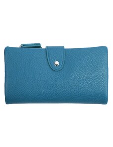 Herisson Prakticky priestranná rozložiteľná modrá dámska peňaženka so striebornými doplnkami