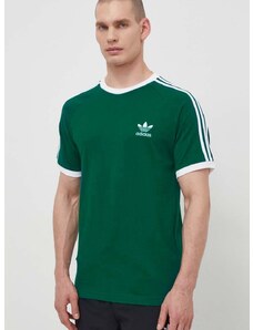 Bavlnené tričko adidas Originals 3-Stripes Tee pánske, zelená farba, s nášivkou, IM9387