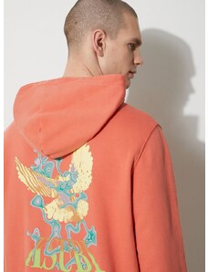 Bavlnená mikina KSUBI flight kash hoodie pánska, oranžová farba, s kapucňou, s potlačou, MPS24FL009