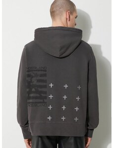 Bavlnená mikina KSUBI portal kash hoodie pánska, šedá farba, s kapucňou, s potlačou, MPS24FL011
