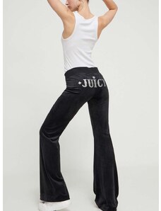 Velúrové tepláky Juicy Couture čierna farba, s nášivkou