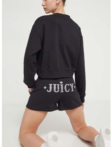 Šortky Juicy Couture dámske, čierna farba, s nášivkou, vysoký pás