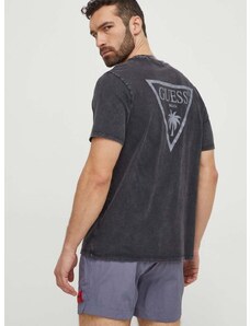 Bavlnené plážové tričko Guess šedá farba, vzorovaný, F4GI09 KA260