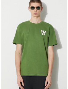 Bavlnené tričko Wood Wood Ace AA Logo pánske, zelená farba, s potlačou, 10285709.2222