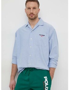 Bavlnená košeľa Polo Ralph Lauren pánska, voľný strih, s klasickým golierom, 710939158