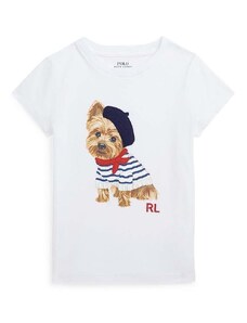 Detské bavlnené tričko Polo Ralph Lauren biela farba