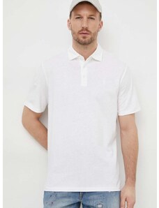 Polo tričko s prímesou ľanu Polo Ralph Lauren biela farba, jednofarebný, 710933390