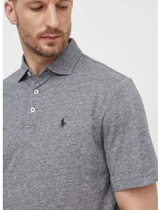 Polo tričko s prímesou ľanu Polo Ralph Lauren šedá farba,jednofarebný,710933390