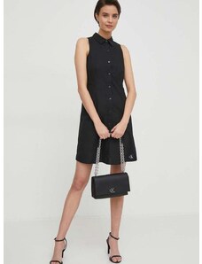 Bavlnené šaty Calvin Klein Jeans čierna farba,mini,rovný strih,J20J223057