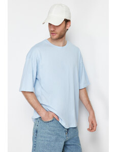 Trendyol Light Blue Oversize/Wide-Fit Basic 100% Cotton T-Shirt