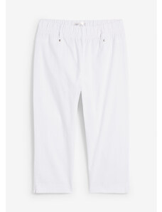 bonprix Strečové capri nohavice s elastickým pásom, farba biela