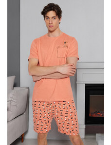 Trendyol Light Pale Pink Print Detailed Shorts Pajamas Set