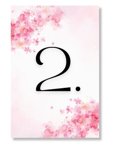 Personal Číslo stola - Ružové kvetiny