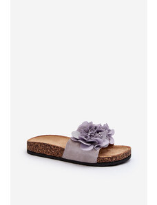 Kesi Women's slippers with flowers, grey Lulania