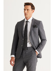 ALTINYILDIZ CLASSICS Pánsky sivý Slim Fit Slim Fit Mono golier Cordura Fabric Wool Suit
