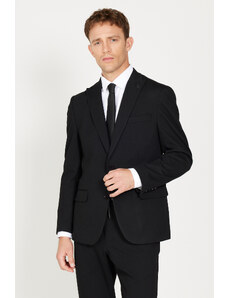 ALTINYILDIZ CLASSICS Men's Black Slim Fit Slim Fit Dovetail Collar Patterned Suit.
