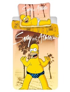 Jerry Fabrics Obliečky Simpsonovci - Homer na pláži 140x200 70x90 cm 100% Bavlna