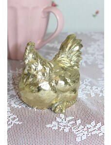 Pampusikfashion Dekorácia - sliepka v zlatej farbe