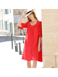 Blancheporte Jednofarebné rozšírené šaty na gombíky červená 036