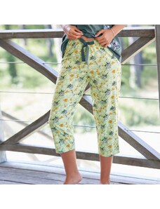Blancheporte 3/4 pyžamové nohavice s potlačou "okvetných lístkov" potlač zelená 040