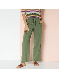 Blancheporte Jednofarebné široké nohavice z viskózy zelená 038