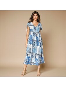 Blancheporte Polodlhé šaty s potlačou modrá/biela 036