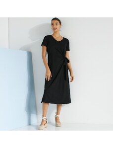 Blancheporte Midi šaty s ozdobným uzlom na boku a výstrihom do „V“ čierna 036