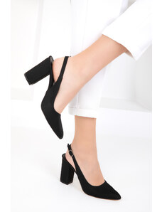 SOHO Čierne semišové dámske klasické topánky na podpätku