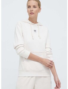 Bavlnená mikina adidas Originals Essentials Regular Hoodie dámska, béžová farba, s kapucňou, jednofarebná, IA6426
