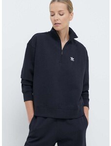 Mikina adidas Originals Essentials Halfzip Sweatshirt dámska, čierna farba, jednofarebná, IU2711