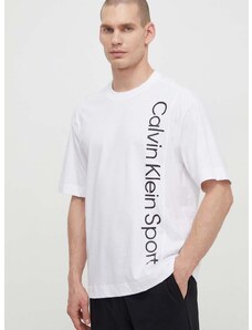 Bavlnené tričko Calvin Klein Performance pánsky, biela farba, s potlačou