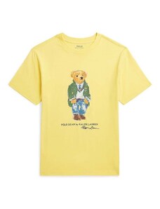 Detské bavlnené tričko Polo Ralph Lauren žltá farba, s potlačou